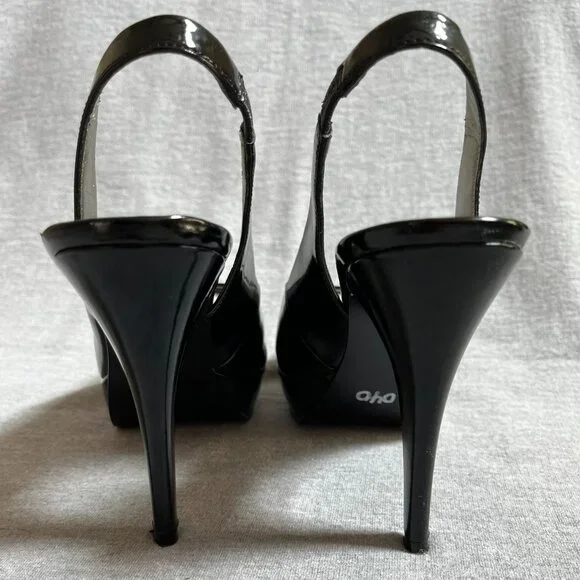 Guess Black Patent Leather Peep Toe Platform Heels.  Size 7M - Picture 6 of 12